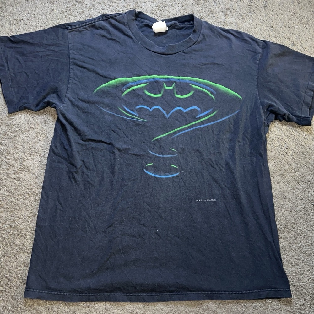 Vintage 1994 Batman Forever The Riddler Movie Single Stitch Black Shirt Medium